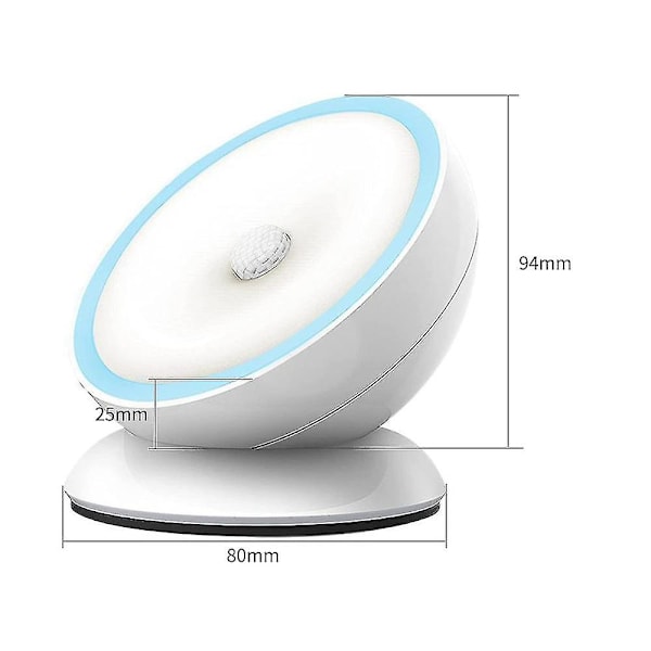 Led natlys sensor magnet roterende base krop induktion lampe til hjem trappe gang, wuzhou (hvidt lys)