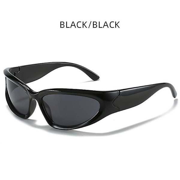 Wraparound solbriller til kvinder - Fashion Fashion Sports Shades solbriller-1. Sort stel/fuld grå plade