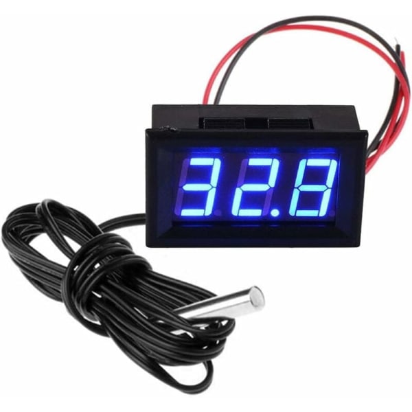 12V digital termometer mini temperaturtestare Vattentät digital temperaturmätare för kyl akvarium frysar, blå