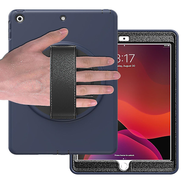 Tungt skyddande fodral för iPad 10,2 tum med handrem, pennhållare, heltäckande skydd