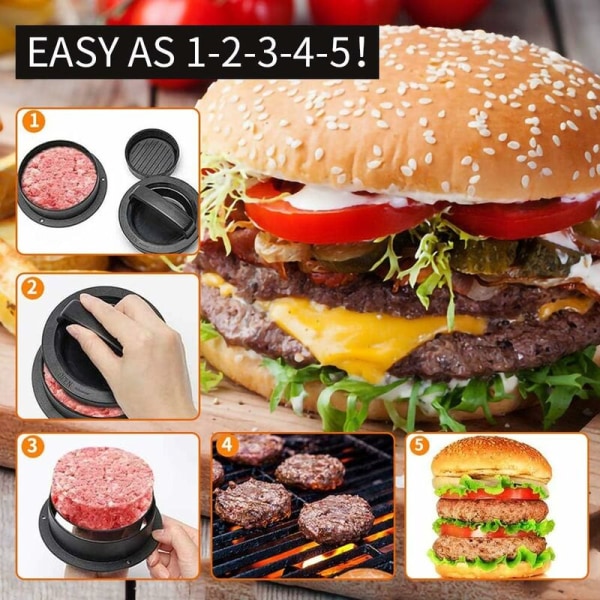 Hamburgermaskin för hamburgare, hamburgare, hamburgare, köttpressar, grillar och vegetabiliska hamburgareformer