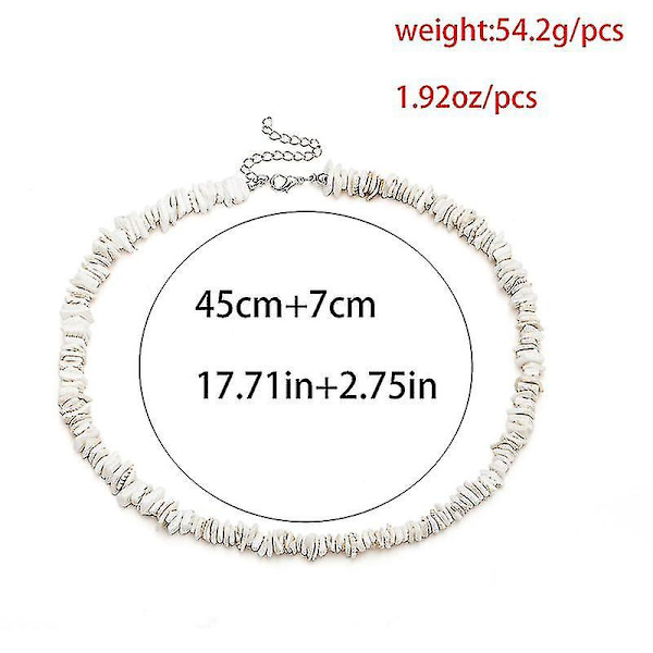 Skjell Choker Halskjede Justerbar Hvit Clam Chips Seashell Hawaiian Summer Beach Smykker