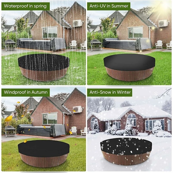 Vattentät rund utomhus badtunna spa-lock, vattentät spa-lock, UV-beständig vindtät pool badtunna lock, svart, 200×30cm