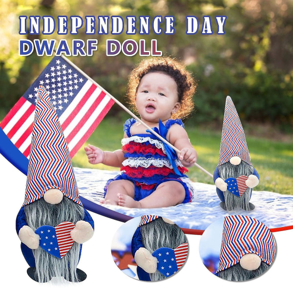 American Independence Day Doll Pentagram Siddende Dværg Ansigtsløs Dukke Plysdukke
