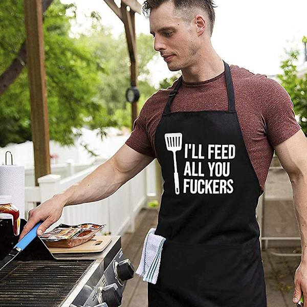 Piao 3 fickor justerbar haklappsförkläde tjockare version vattentät med extra långa band matlagningsköksförkläden för grillning, ritning, kvinnor män, kockbrun