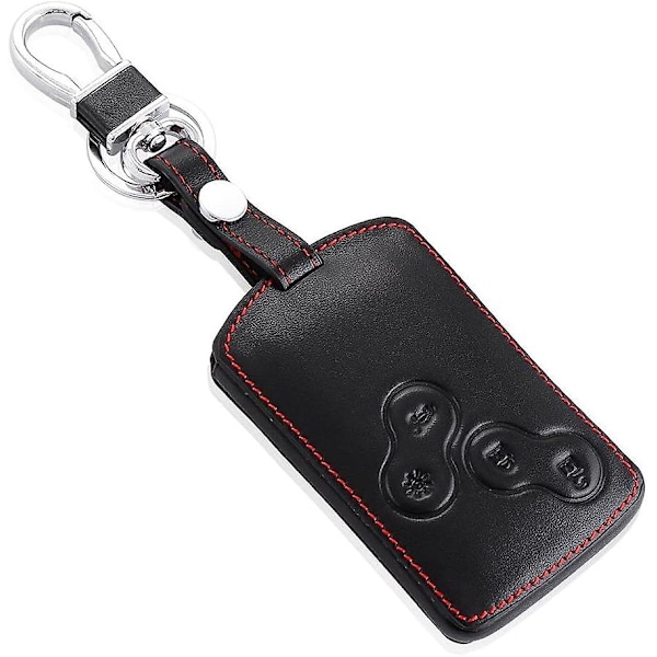Rød læder nøgle etui nøglering til Renault Clio Scenic Megane Duster Sandero Captur Twingo Koleos 4 knapper fjernbetjening