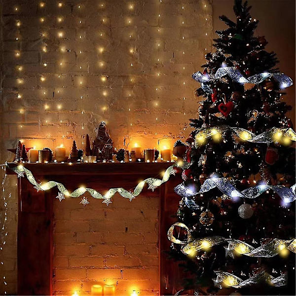 Julebåndlys LED batteridrevne julelys julelys hagefest juletredekor 5m