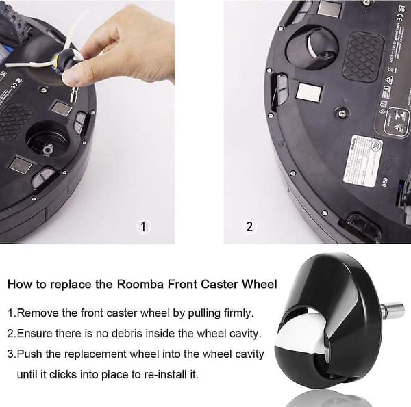 2-pack ersättningshjul (svart) för irobot Roomba 6/7/8-serien Sweeper Accessory Guide Whe