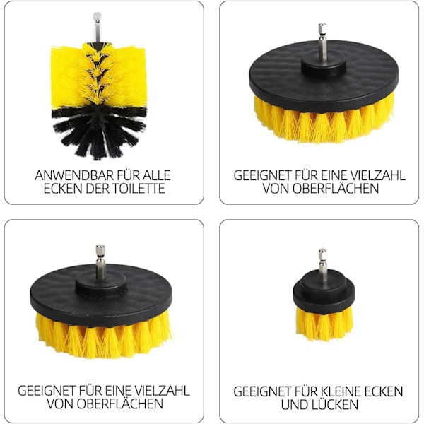 4-pack borstefäste uppladdningsbar rengöringsborste set Gul