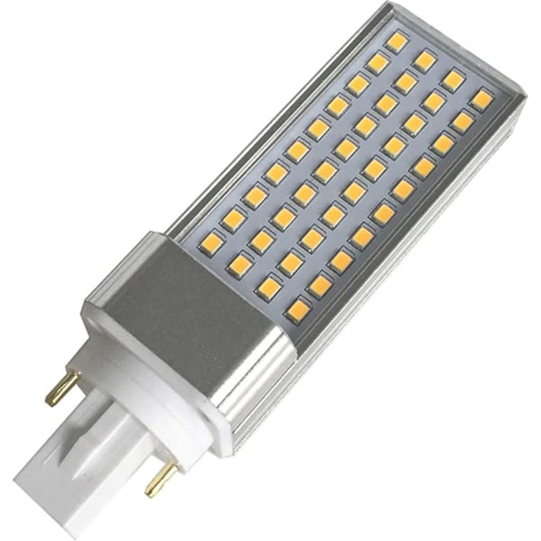 G24 LED-lyspære, kompakt svingbar, fluorescerende aluminium G24 2-pin LED CFL, hvitt hus, metall, varmt hvitt, G24 8,0w 265,00v