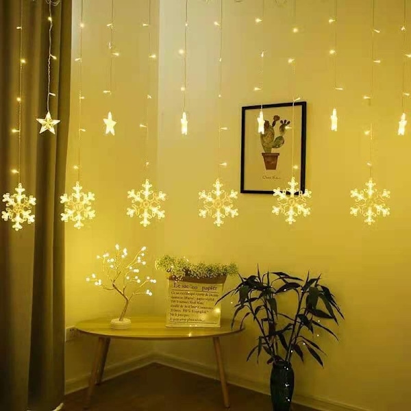 LED snöflinga gardinlampor utomhus vattentäta ljusslingor sovrum heminredning lampor julbelysning bröllopsbelysning