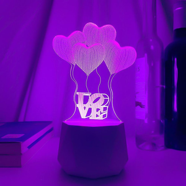 Bluetooth högtalare Led-lampor 3d Nattljus Alla hjärtans dag presenter till heminredning USB -batteri 3d Illusion Lampa Bröllop SouvenJ