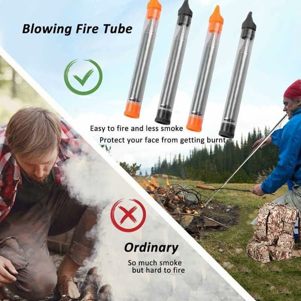 2-pack hopfällbara rostfria stålkaminrör för utomhusöverlevnad camping BBQ