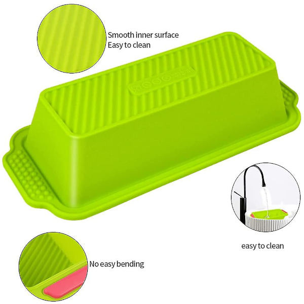 Silikonform Brödform, Minibaguetteform, Bullform, Non-stick Silikonbaguetteform, Brödform (grön)