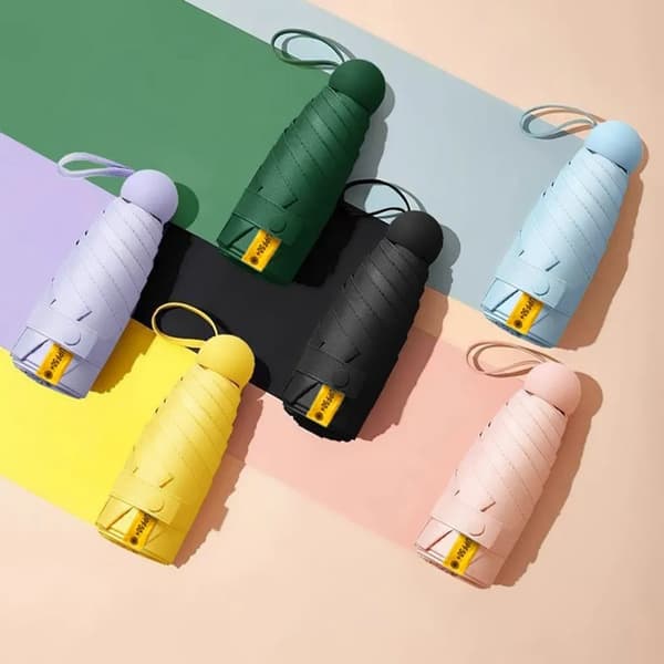 Mini Ultralight Paraply Solficka Paraply 5 Fällbart Parasol Paraplyer Anti-UV Solskydd (Vit)