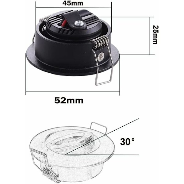 4 Mini LED-infällda spotlights, infällda takspotlight, lampa, 1 W, varmvit? 3000K, för skyltfönster, tak, kök, skåp, DIY-belysning, etc