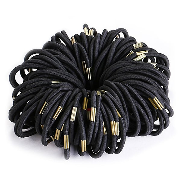 100 stk. Sort Elastisk Hårbånd Pige Kvinder Mode Hår Tilbehør Hår Scrunchie