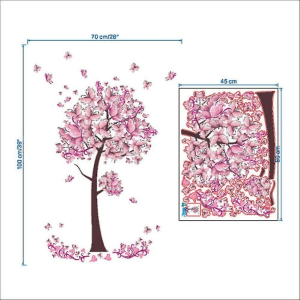 45*60cm Seinätarra Seinätarra Perhonen kukkapuu Lastenhuone