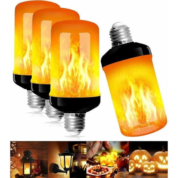 E27 LED-glödlampa, 4W LED-flamlampa med 4 ljuslägen, 1800K Retro Flame-effekt dekorativ lampa för restaurang Cafe Bar-glödlampor, 4st