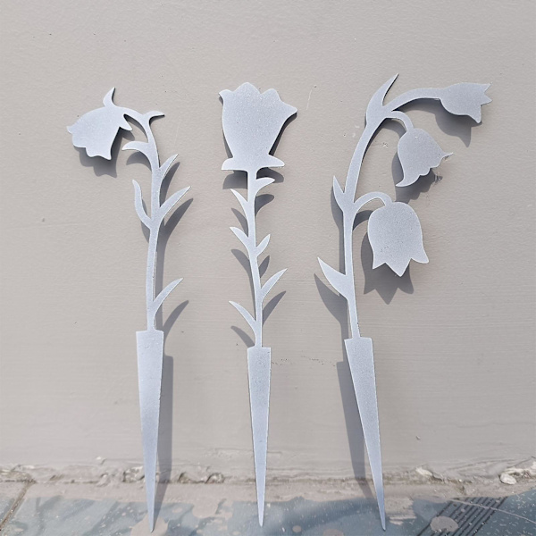 3 stk. Blomsterpinner Dekor Små Hagepinner for Vår Grav Blomsterbed Hvit（18cm，Hvit）