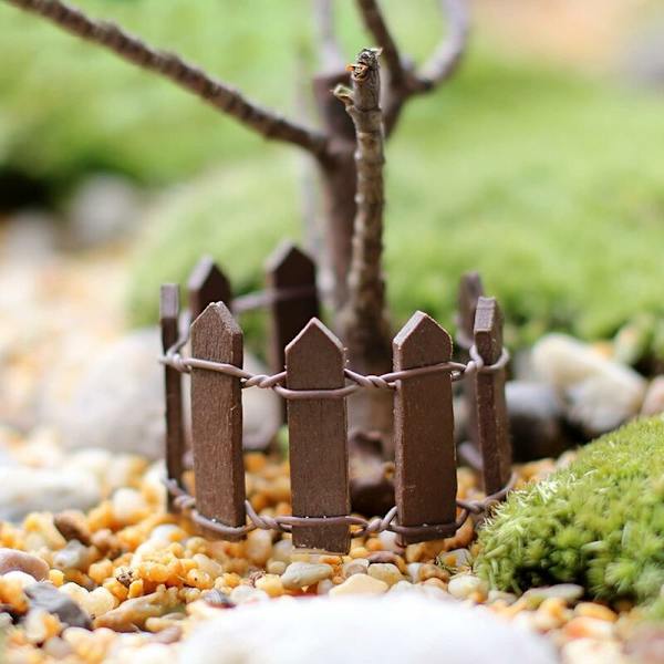 Trädgårdsgärde i trä, böjlig miniatyrgärde, används för miniatyrlandskap, dockhus, blomkruka, älvträdgårdsdekoration...MODOU