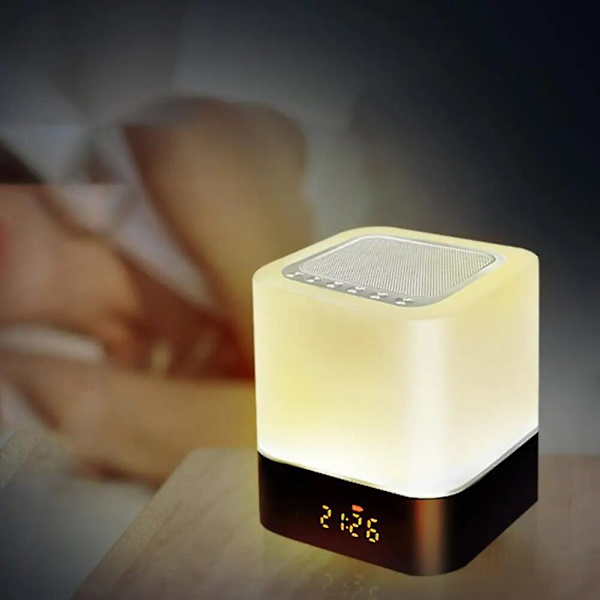 Trådlös Bluetooth-högtalare Lampa Nattljus Tidsskärm Alarm Klockpåminnelse Flerfärgsförändring Högtalare Stöd Tf-kort
