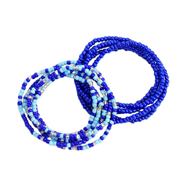2 stk. midjebeltekjeder Bohemian Belly Bead Body Chain for sommerfestkvinner marineblå