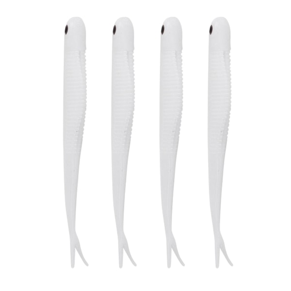 Hvite lange gaffel myke hale fiske lokke - 4 stk, kunstige naturtro lokke for fiskeutstyr, 123 mm lengde og 6,5 g vekt
