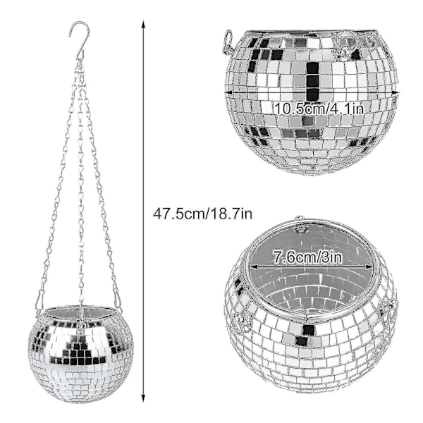 25 cm Discokula Hängande Spegelkruka Diameter Heminredning Utomhus Blomkruka För Inomhus Krukväxt Korg Hängare Ny 2024 Hög Kvalitet x.（10*10*8cm）