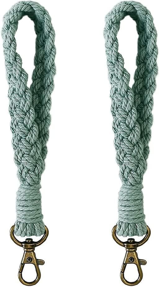 2-pack ljusgröna nyckelringar Macrame armband snöre dam snöre kort Boho snöre