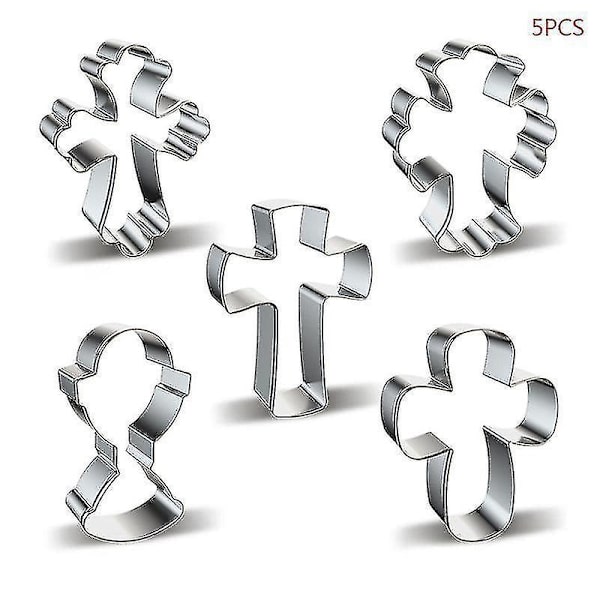 5 st Cookie Cutter Form Kors Biscuit Form DIY Fondant Bakverk Bakverk Verktyg|Cookie Verktyg(silver)