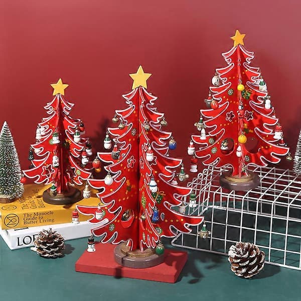 Julepynt Julepynt træ DIY pynt scene layout rød 24CM
