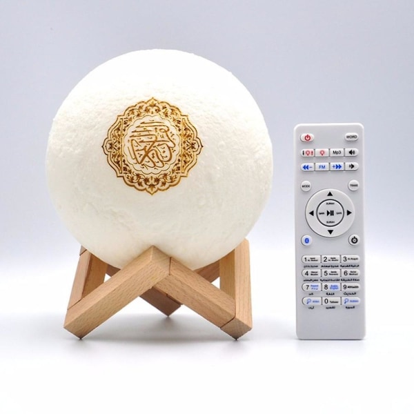 Bluetooth högtalare Trådlösa muslimska nattljus Koranhögtalare 3d Moon Med fjärrkontroll Koranen Högtalare Light Koran Touch LampPlayer Set