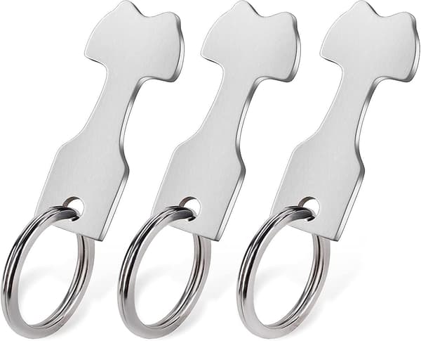 Metal indkøbsvogn token nøgle - indkøbsvogn token - aftagelig nøglering (3 stk.)