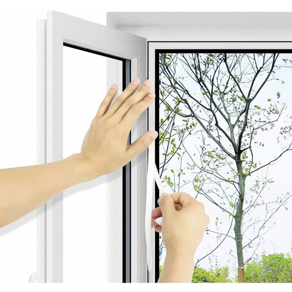 Universal genomskinlig fönsterskärm / Tvättbart justerbart mesh DIY Maximal fönsterstorlek 130 x 150 cm (1 förpackning, vit)