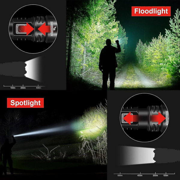 Erittäin tehokas LED-taskulamppu, 10000 lumenin ladattava taskulamppu, Xhp70.2 taktinen valo, Ip67 vedenpitävä