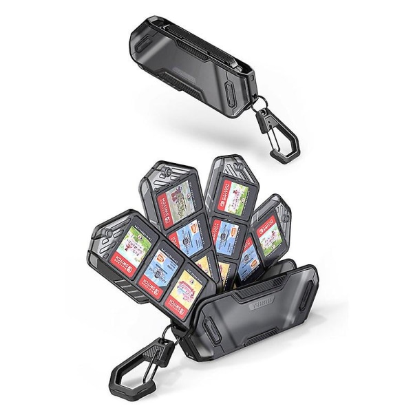 Mumba för Nintendo Switch Game Cards Case 12 Switch Game Card Case Portabelt skyddande hårt skal med 4 lager roterbar hållareFrost Black