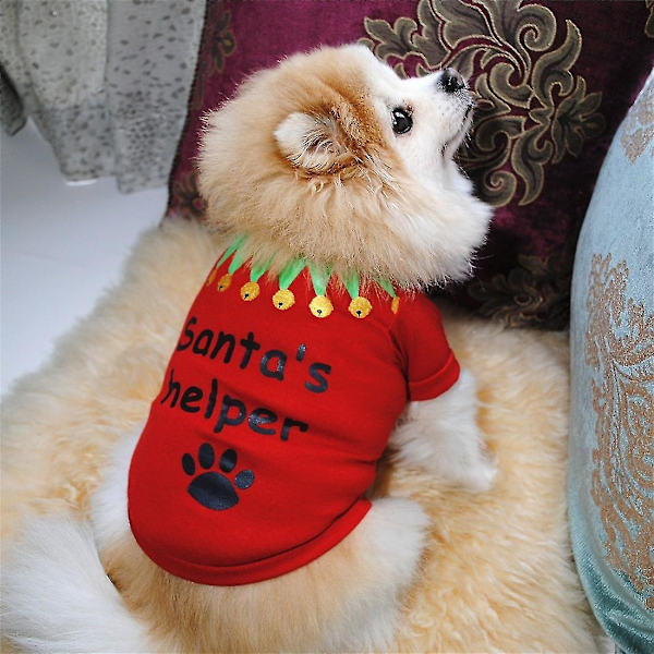 Kläder för hundar Jul kläder klassisk bomull t-shirt Teddy Bear Beauty(S)röd