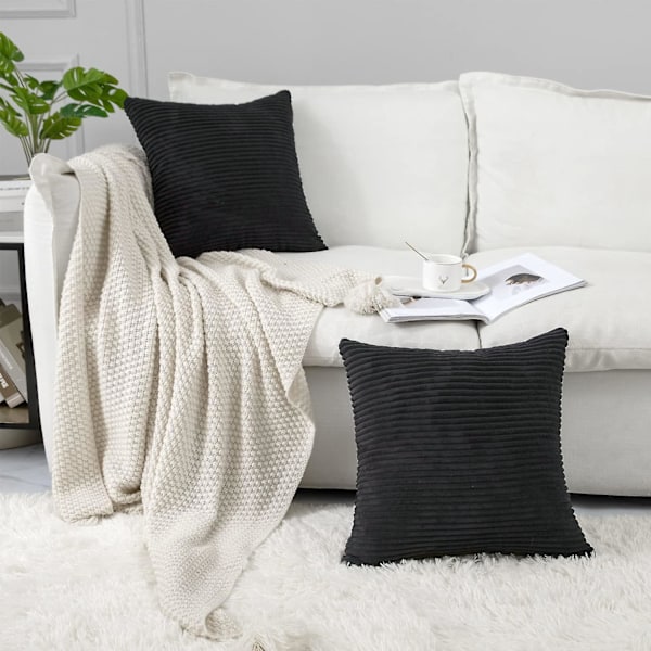 Set med 2 høstdekorative Boho pynteputer i lin med stripet jacquardmønster, putetrekk til sofa, stue, soverom, 18x18 tommer Ora
