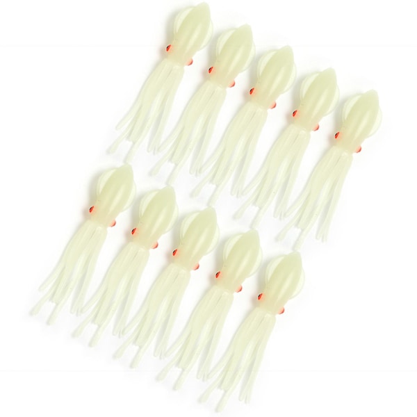 10 stk blekksprut fiske lokke slitesterk robust glødende lysende naturtro myk silikon blekksprut agn 6,5 cm