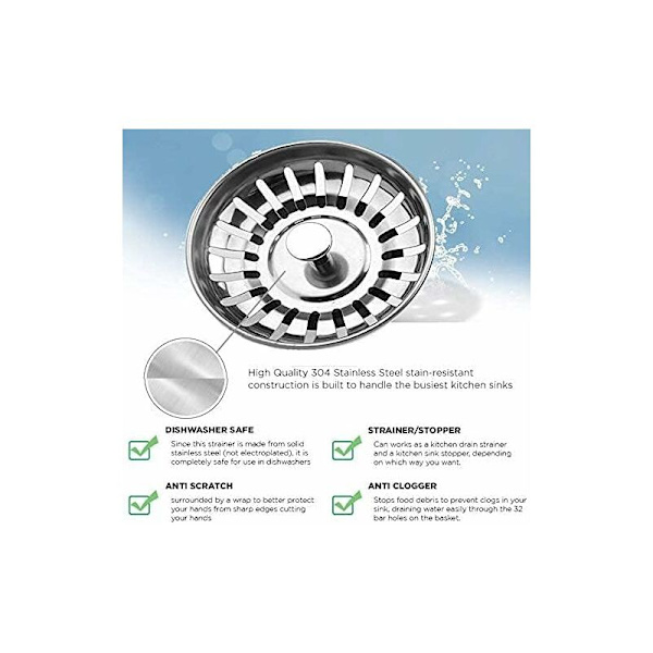 Rostfritt Stål Kök Sil Vask Propp Hål Diameter 79mm Silver 2-pack