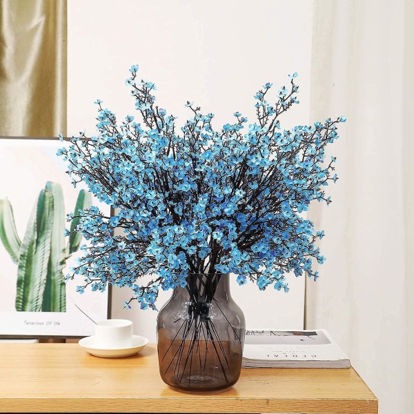 6 st konstgjorda blommor falska gypsophila blommor blomma för hem kontor bröllop jul fest dekoration (blå)