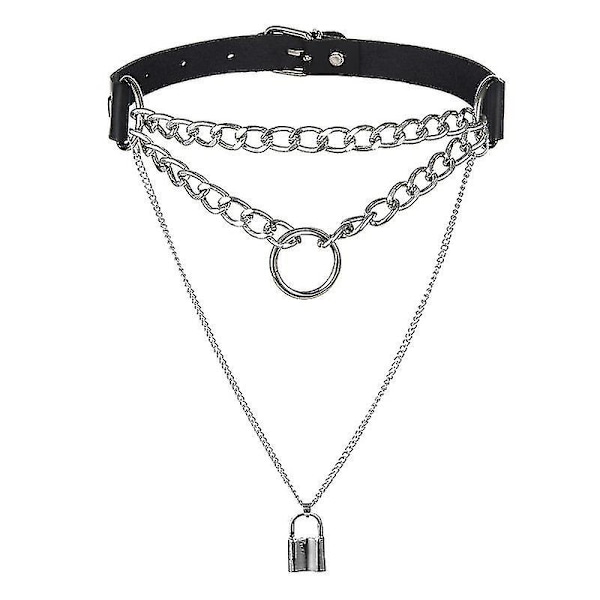 Egirl choker kjede lås gotisk halskjede punk goth smykker harajuku stil svart choker emo rock estetiske tilbehør