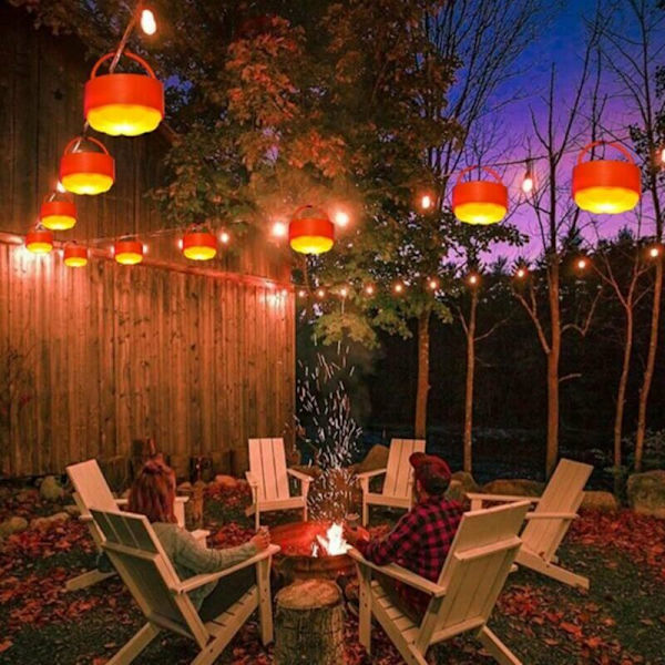 Set med 2 Halloween pumpa-lampor med fjärrkontroll timer batteridriven LED pumpa-lampor utomhus pumpa dekorationer flamlösa ljus
