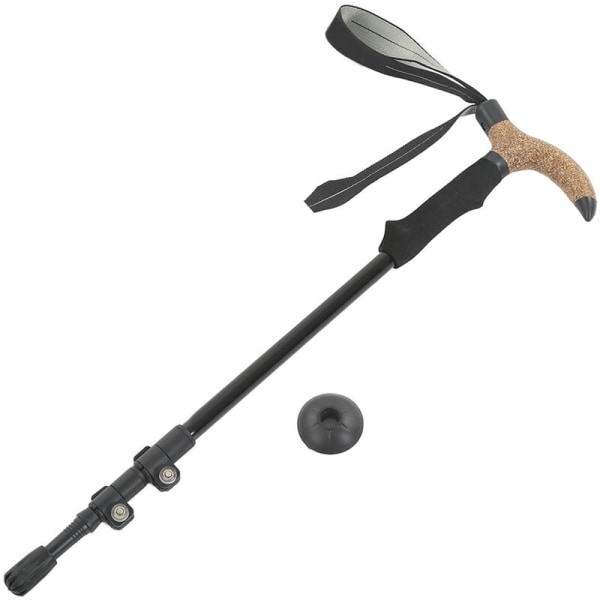 Wanderer Walking Stick, Justerbar Teleskopisk Walking Stick utomhus, Halkfri sportutrustning för äldre (svart)
