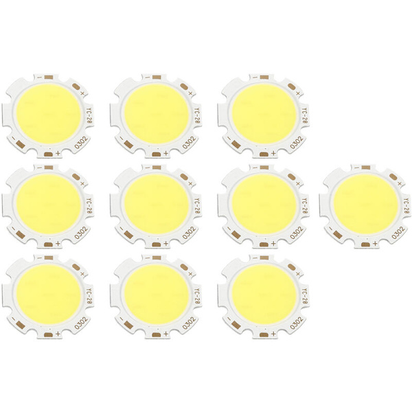 10 st runda COB 3W hög effekt LED-chip glödlampa ljus vit