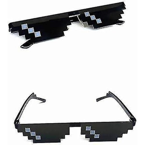 [3-pack] Thug Life solglasögon, 8-bit pixel mosaikglasögon för män och kvinnor