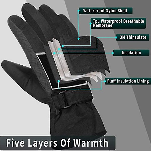 Vinter Varma Skidhandskar Vattentäta Touchscreen Vindtäta S-xl（XL）