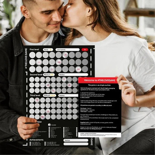 Couple Challenge, Game Scratch Off plakatspil til par Valentinsdagsgaver Vægplakat hende og hendeApril 4.7