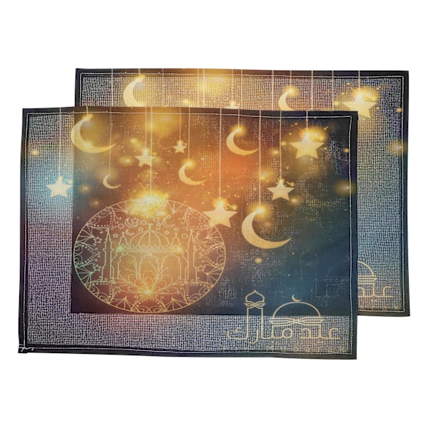 2pcs Ramadan Placemat Creative Printing Table Mat Insulation Tableware Pad（45X32.5cm，1）